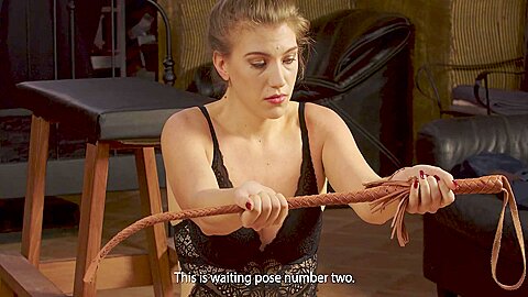 Easy Weeper On - Marys Debut :: Blonde Woman Bent Over Stool BDSM Scene