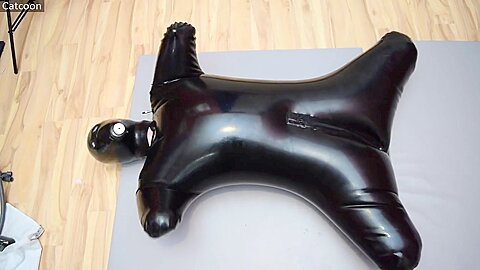 Inflatable Bitchsuit :: Blacklatexdoll inflation fetish scene full video
