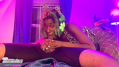 Petite Ebony Furry Wants To Swallow Cum With Her Two Tongues!